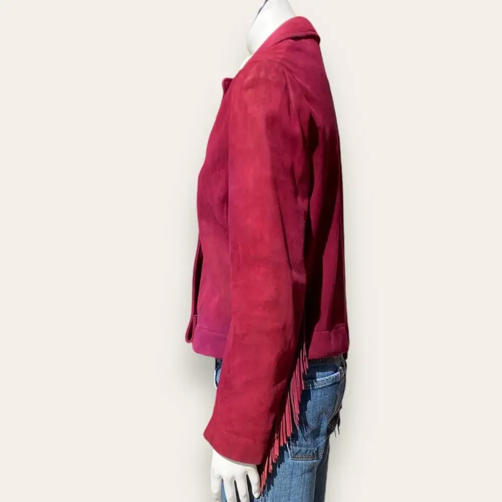Vintage Burgundy suede cropped jacket ladies medium - Picture 7 of 16